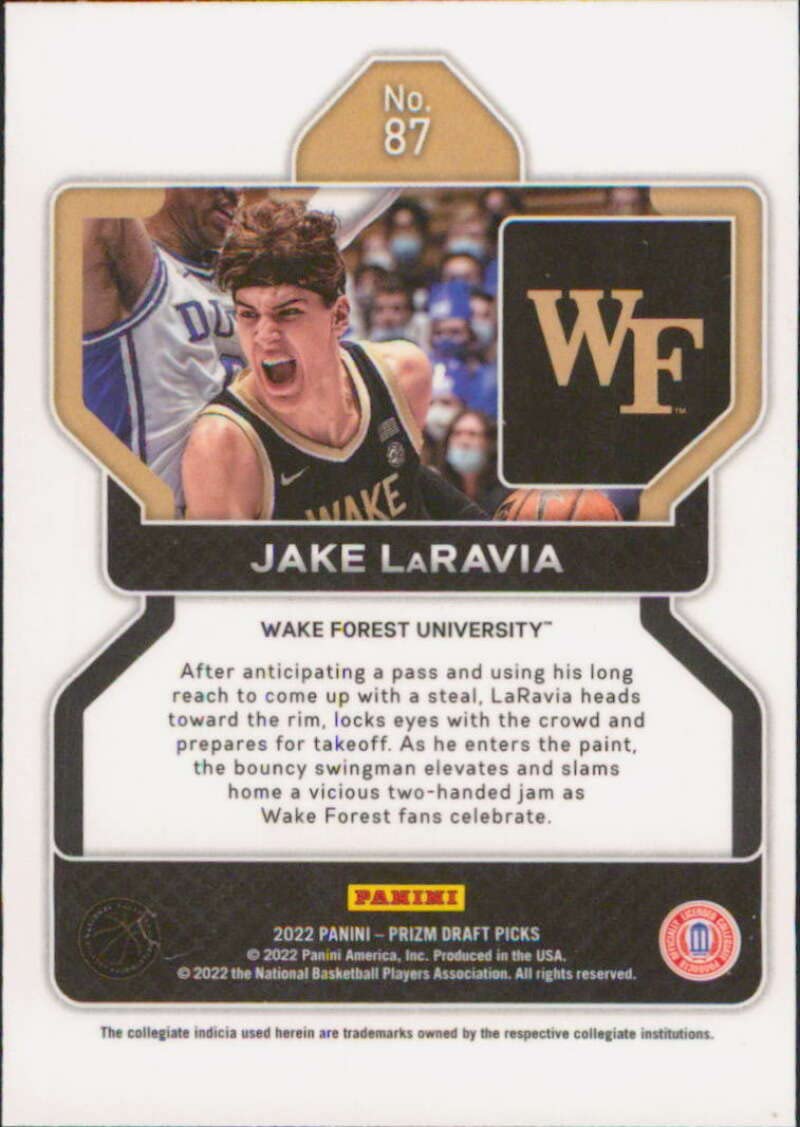 Amazon.com: 2022-23 Panini Prizm Draft Picks #87 Jake LaRavia Wake